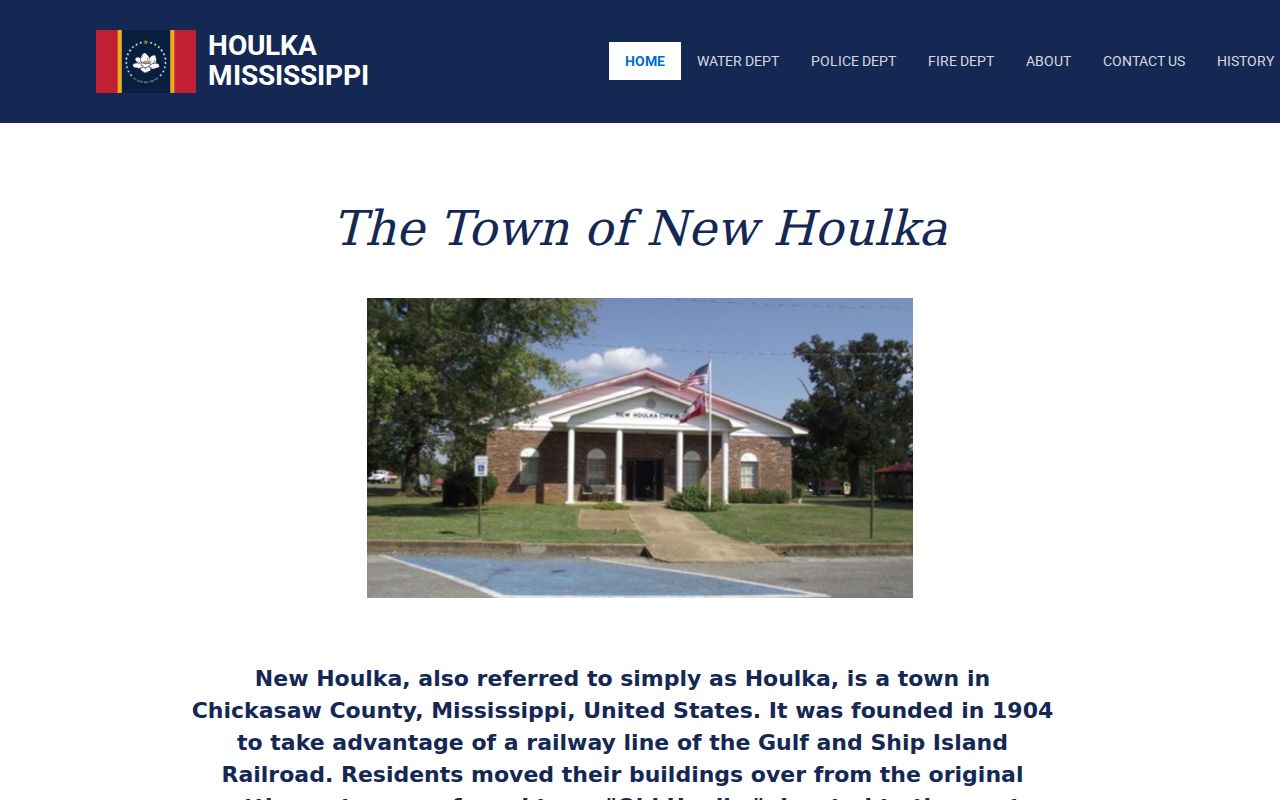 Town of New Houlka official homepage, the civic starting point for New Houlka warrant records questions