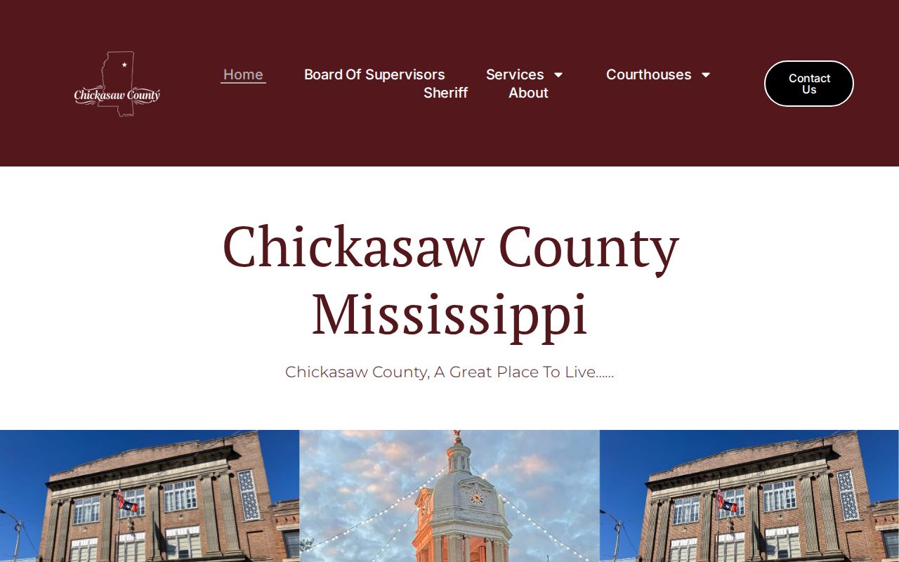 Chickasaw County government homepage, the official starting point for county warrant records contacts